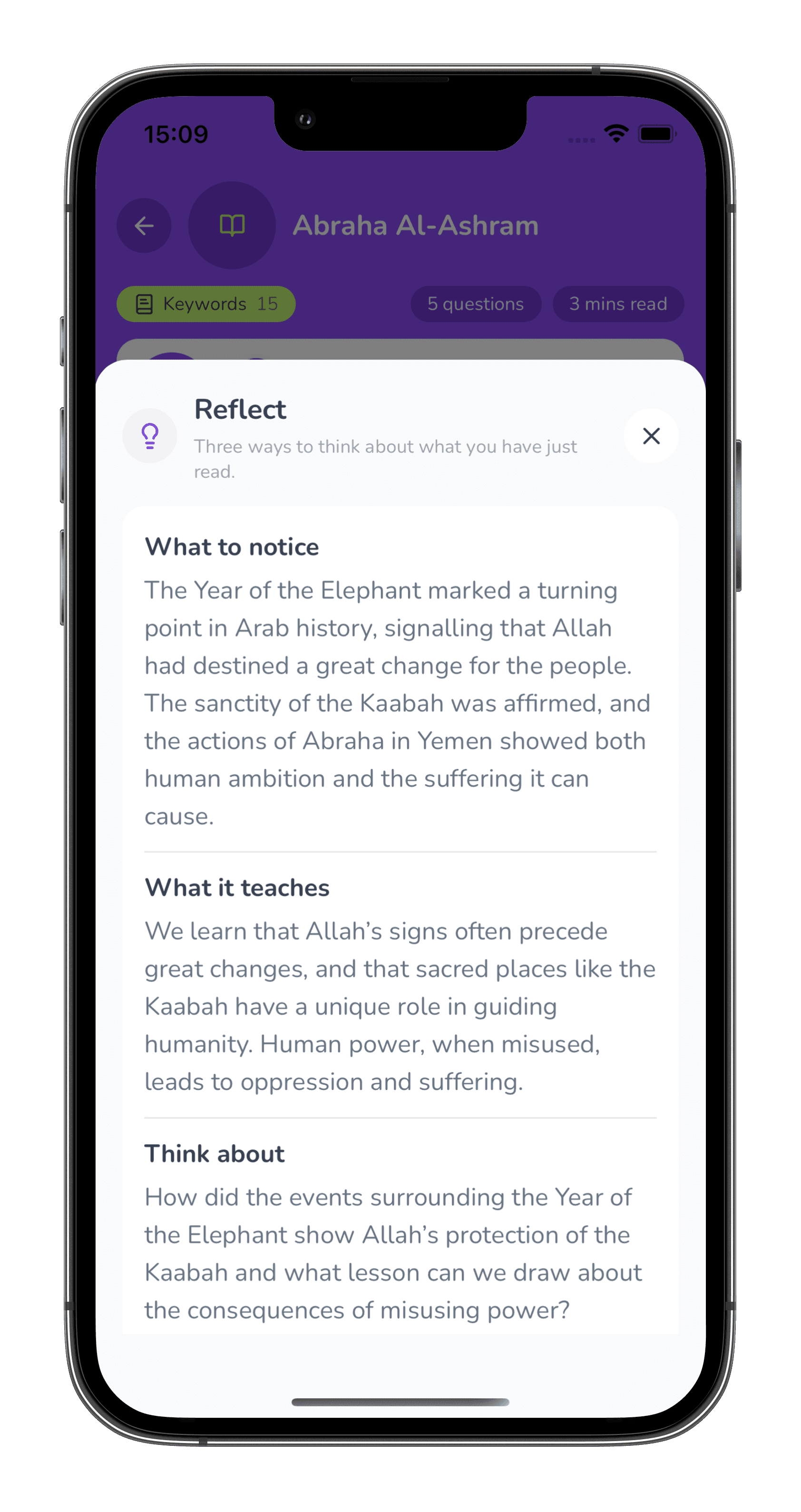 Reflect on what each story teaches