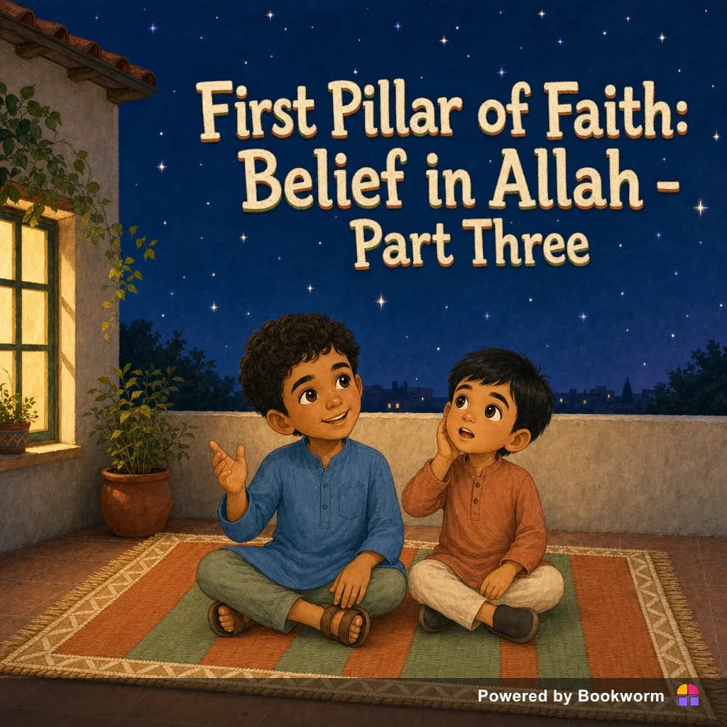 Two boys gaze up at a starry night sky together.